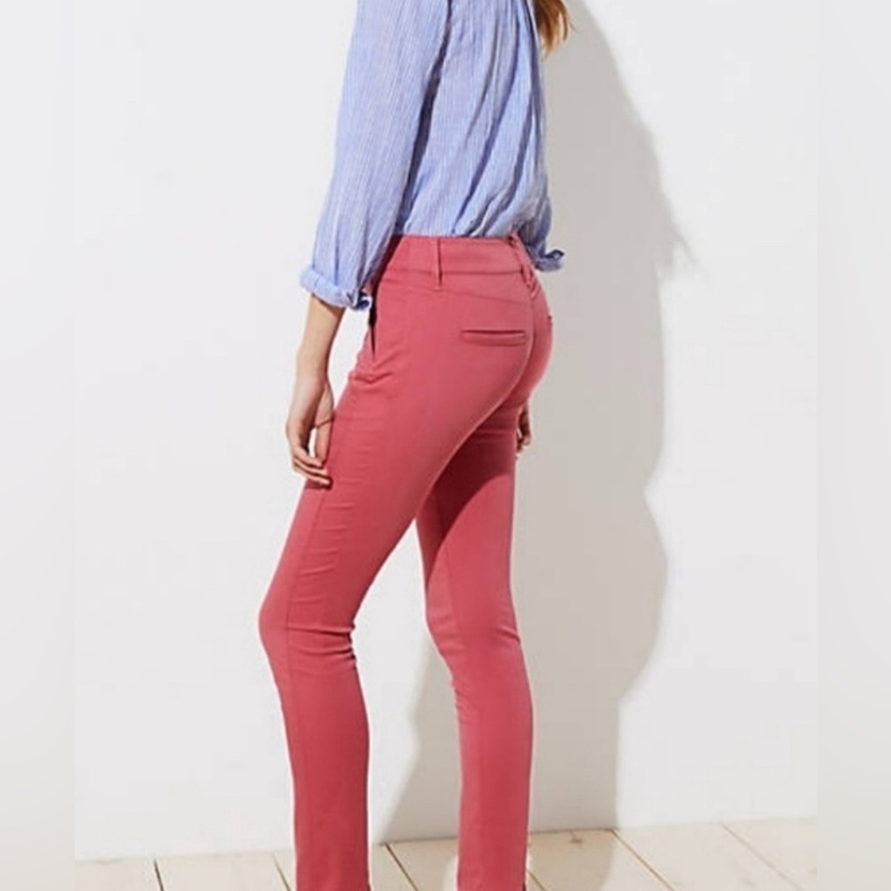 LOFT Coral Skinny Pants with Cute Zipper Pockets
